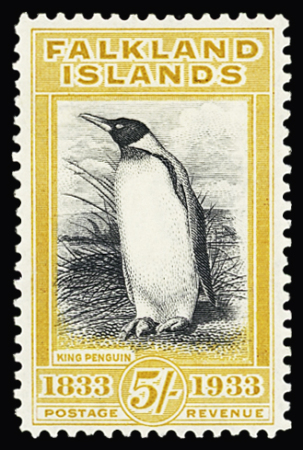 1933 Centenary 5s King Pinguin Yellow and 5s King Pinguin