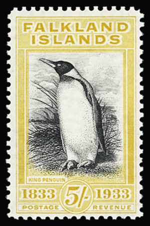 1933 Centenary 5s King Pinguin Yellow and 5s King Pinguin