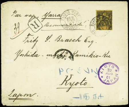Indochina 75c tied by SAIGON-PORT cds to 1901 registered