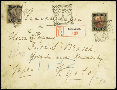 10c +50c tied by Soerabaja cds to 1901 registered cover