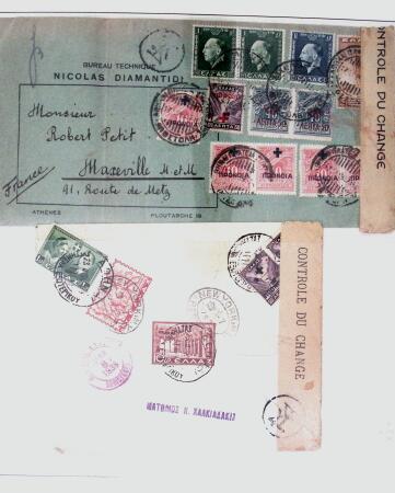 1918-1964 Collection of covers with "CONTROLE DES CHANGE"