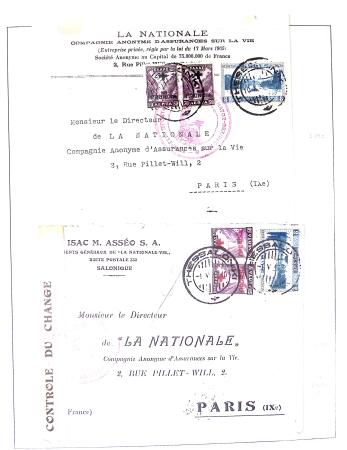 1918-1964 Collection of covers with "CONTROLE DES CHANGE"