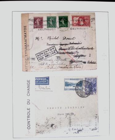 1918-1964 Collection of covers with "CONTROLE DES CHANGE"