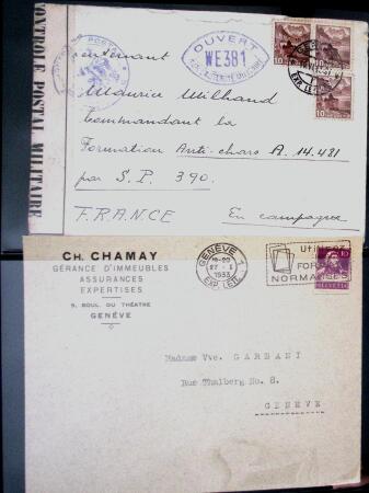 1863- 1980 2 classeurs de lettres de Suisse dont quelques