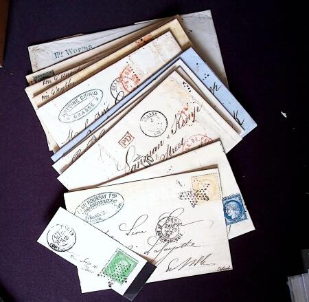 1850-90, Petit ensemble de classiques, timbres et lettres,