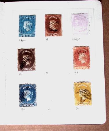1857-85 Queen Victoria Ceylan issues on one stockcard