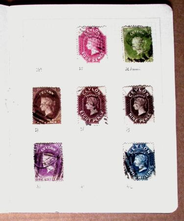 1857-85 Queen Victoria Ceylan issues on one stockcard