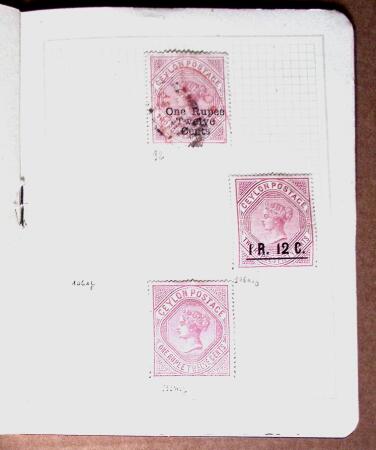 1857-85 Queen Victoria Ceylan issues on one stockcard