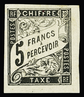 Taxe n°14 5f noir, neuf avec très légère trace