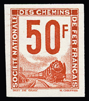 N°15 50F, deux couleurs non émises et non dentelés,