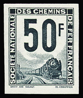 N°15 50F, deux couleurs non émises et non dentelés,