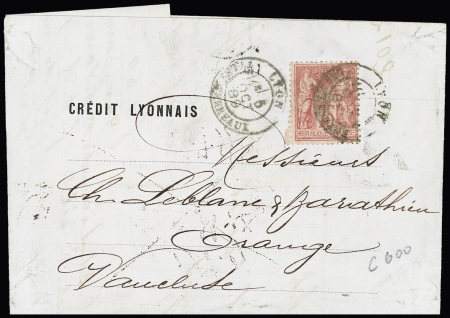 N°81, 75c rose, OBL CAD "Lyon les terreaux" (1889) seul sur lettre. TB. Cote 600€