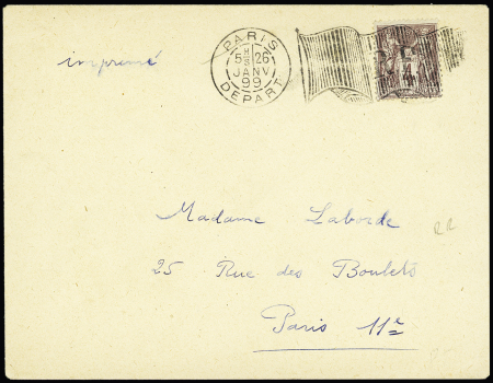 N°88 OBL mec "Paris départ" (26 janv 99) avec grand drapeau ombré sur lettre. Rare et TB