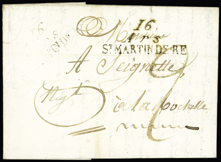 Ars : double cursive "16 Ars St Martin de Ré", ind 19. TB
