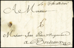 La Flotte : lettre de St Pierre Martinique pour Bordeaux avec marque manuscrite "La Flotte Ille de Ré" (L n°1) utilisé comme marque d'entrée, certificat Chevalier, ind 21. Rare et TB