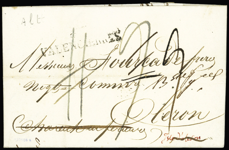 Le Château d'Oléron : lettre avec au verso MP "Deb 16 L Château Isle d'Oléron", (1825), ind 21, rare et TB