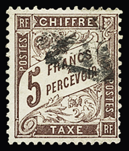 N°26 et 27 1f et 2f marron, obl., TB. Le 5f signé