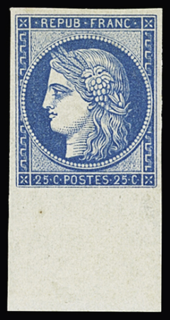 N°4d 25c bleu, réimpression de 1862, bdf, neuf *,