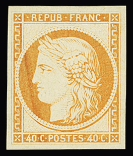 N°5g 40c orange, réimpression de 1862, neuf * (légère