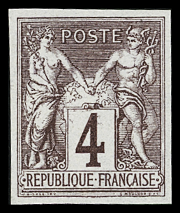 N°88e 4c lilas-brun sur azuré, Type II, réimpression