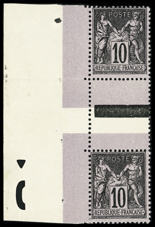 N°103b 10c noir sur lilas Type I (en bas) et type
