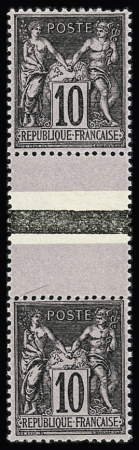 N°103b 10c noir sur lilas Type I (en haut) et type