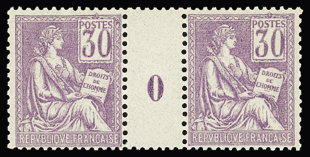 N°115 30c violet en paire avec millésime 0, neuf