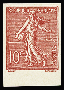 N°129d 10c rose, non dentelé, neuf *, très frais,