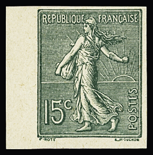 N°130g 15c vert-gris, non dentelé, bdf, neuf **,