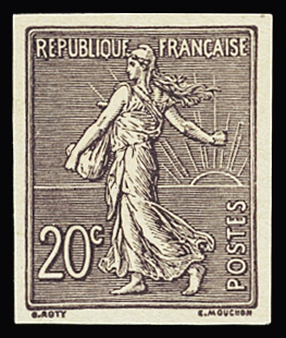 N°131b 20c brun-lilas, non dentelé, neuf **, très