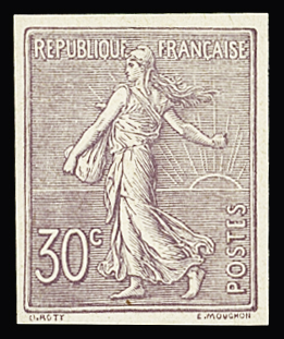 N°133c 30c lilas, non dentelé, neuf **, très frais,