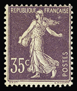 N°136d 35c violet clair, Type IIa, début d'anneau
