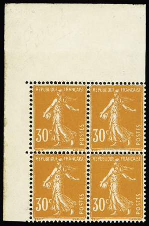 N°141c 30c orange, papier GC, bloc de 4 cdf, neuf