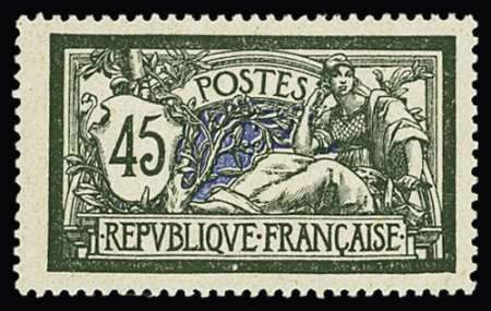 N°143 et 143d 45c vert et bleu, papier normal et papier