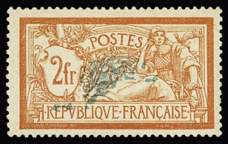 N°145f 2f orange et vert-bleu, variété centre très