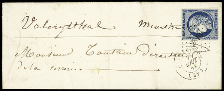 N°4 OBL PC 2810 + T15 "Sarrebourg (52)" (7 aout 53) sur lettre pour Vallerysthal. B/TB
