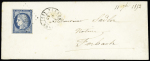 N°4 OBL PC 2811 + T15 "Sarreguemines (52)" (1852) sur lettre pour Forbach