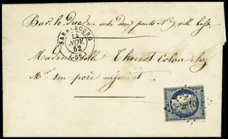 N°4 OBL PC 2810 + T15 "Sarrebourg (52)" (14 nov 52) sur lettre pour Forbach. SUP