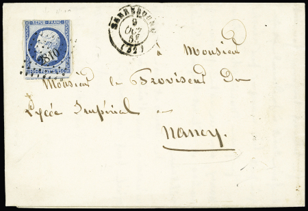N°10, leg touché en haut, OBL PC 2810 + T15 "Sarrebourg (52)" (9 oct 53) sur lettre pour Nancy. TB