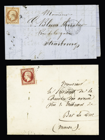 3 lettres AFF n°16 (2) et n°17A, OBL PC 2810 + T15 "Sarrebourg"