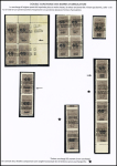 N°15A et 15, Ensemble sur 3 pages : 1 timbre N° 15A, 1 ND, 46 timbres N° 15 dont : surch. déplacée, 65o au lieu de 65c, ND, barre inférieure épaisse , double surch. des barres, 2 blocs de 4 avec double surch. des
