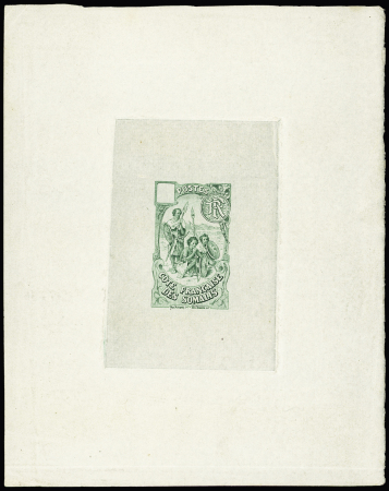 N°51 Epreuve du cadre en vert sur petit feuillet papier