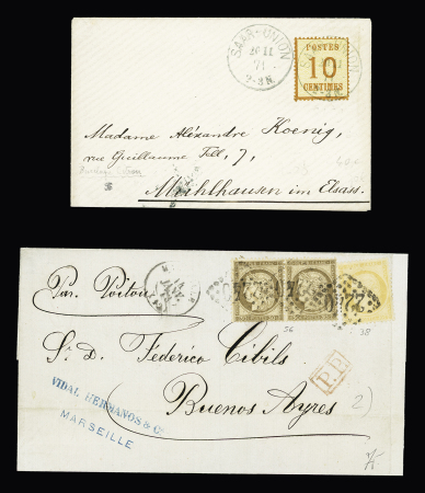 1802-1873 Lot de 21 lettres et 1 devant avec intérêt