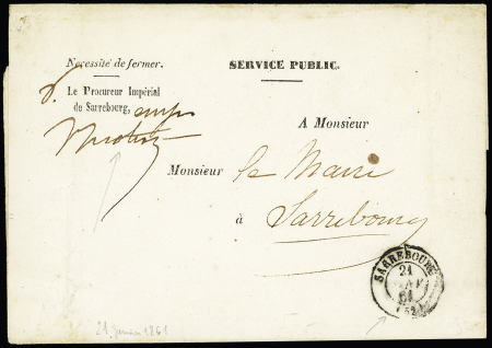 Lettre en franchise du Procureur impérial de Sarrebourg