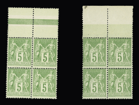 N°102 et 106 c vert-jaune, Type I et II, tous les