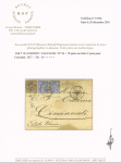 N°69 + paire du n°78 OBL CAD type 18 "Avignon Vaucluse" (1877) sur lettre du 2ème échelon pour Cincinnati (USA) avec arrivée. B/TB