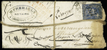 N°90 OBL Limoges (1880) sur lettre pour Barbezieux Charente réexpédiée à Paris : la lettre a été abîmée pendant le transport et refermée par de la ficelle en croix avec un cachet de cire et mention manuscrite d