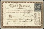 N°89 OBL Cannes (1879) sur carte postale précurseur avec bordure brun sténo-duployé. TB