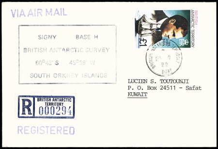 Lettre recommandée affr. 1£ British Antarctique Territory