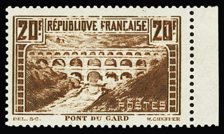 N°262a 20f Pont du Gard, Type IIB, chaudron foncé,